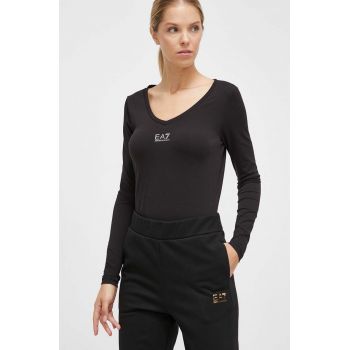 EA7 Emporio Armani longsleeve femei, culoarea negru