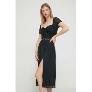 Hollister Co. rochie culoarea negru, midi, evazati