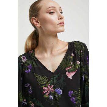 Medicine bluza femei, culoarea negru, in modele florale