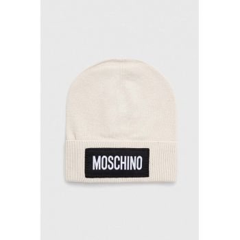 Moschino caciula de casmir culoarea bej, de lana