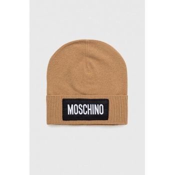 Moschino caciula de casmir culoarea maro, de lana