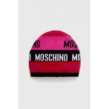 Moschino caciula de lana culoarea roz, de lana