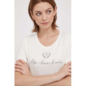 Pepe Jeans tricou din bumbac Vivian culoarea bej