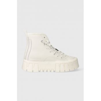 Tommy Jeans sneakers din piele TJW VULC PLATFORM MC WL culoarea alb, EN0EN02394