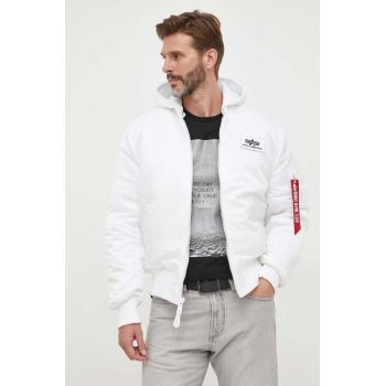 Alpha Industries geaca bomber MA-1 ZH Back Print barbati, culoarea alb, de iarna