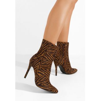 Botine cu toc subtire Ovieta animal print