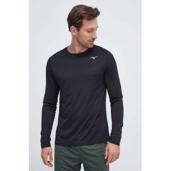 Mizuno longsleeve pentru alergare Impulse Core culoarea negru, cu imprimeu