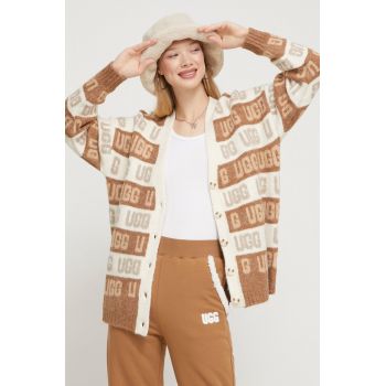 UGG cardigan din amestec de lana culoarea bej, călduros