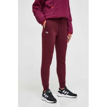 Under Armour pantaloni de trening culoarea bordo, neted, 1379438