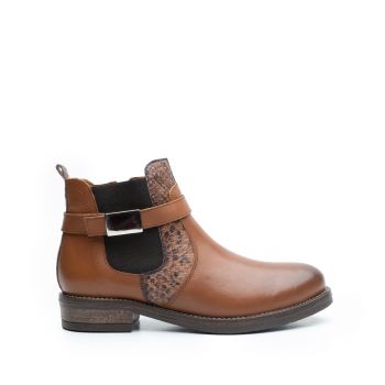 Botine dama din piele naturala, Leofex - 458 cognac