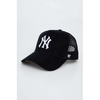 47brand sapca MLB New York Yankees culoarea negru, cu imprimeu