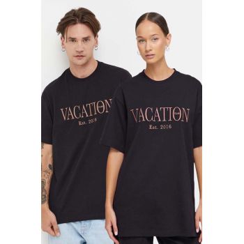 On Vacation tricou din bumbac culoarea negru, cu imprimeu