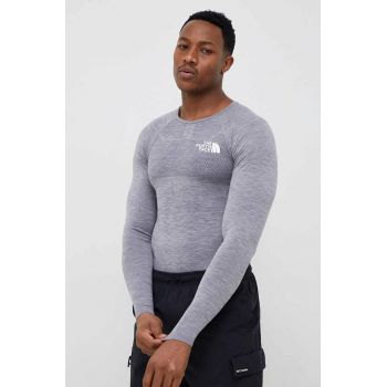 The North Face longsleeve sport Mountain Athletics culoarea gri, melanj