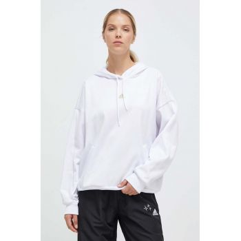 adidas bluza femei, culoarea alb, cu glugă, modelator