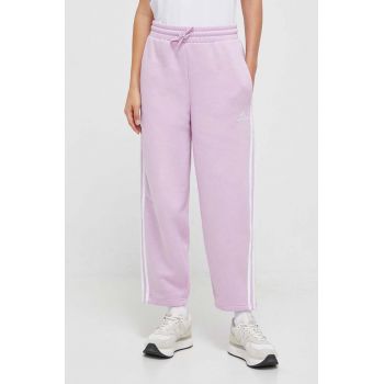 adidas pantaloni de trening culoarea roz, cu imprimeu