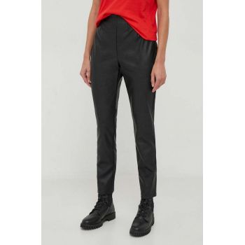 Artigli pantaloni femei, culoarea negru, drept, high waist