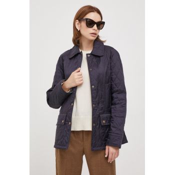 Barbour geaca femei, culoarea albastru marin, de tranzitie