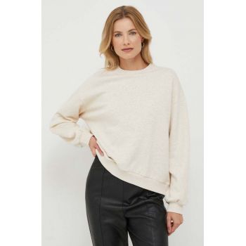 Pepe Jeans hanorac de bumbac CARA femei, culoarea bej, cu imprimeu