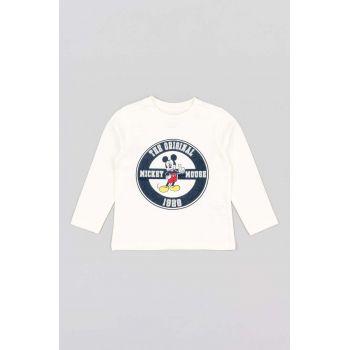 zippy longsleeve din bumbac pentru bebeluși culoarea alb, cu imprimeu