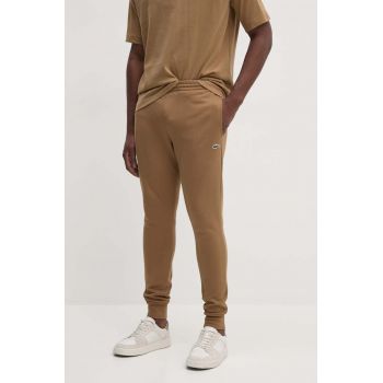 Lacoste pantaloni de trening bărbați, culoarea maro, uni