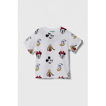 United Colors of Benetton tricou de bumbac pentru copii x Disney culoarea alb, modelator