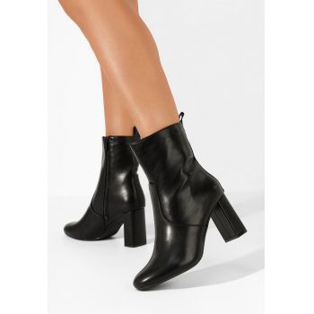 Botine cu toc gros Belleza negre la reducere