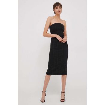 Sisley rochie jeans culoarea negru, mini, mulata