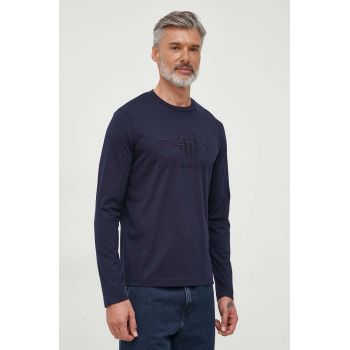 Gant longsleeve din bumbac culoarea albastru marin, cu imprimeu