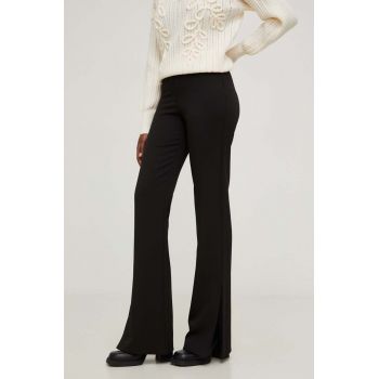 Answear Lab pantaloni femei, culoarea negru, evazati, high waist