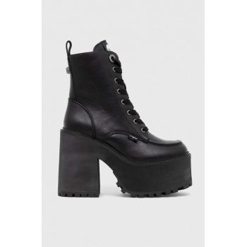 Buffalo botine Killah Lace Up Mid femei, culoarea negru, cu toc drept, 1622373