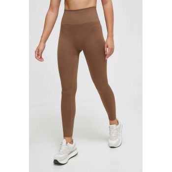 Casall jambiere de yoga Seamless Graphical Rib culoarea maro, neted