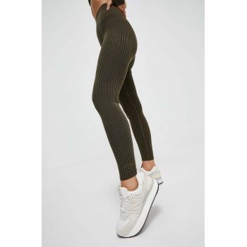 Casall leggins de antrenament Wool Rib culoarea verde, neted