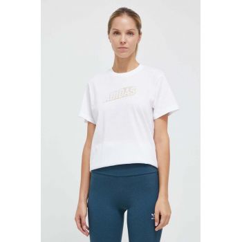 adidas tricou din bumbac femei, culoarea alb de firma original