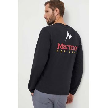 Marmot longsleeve sport Marmot For Life culoarea negru, cu imprimeu