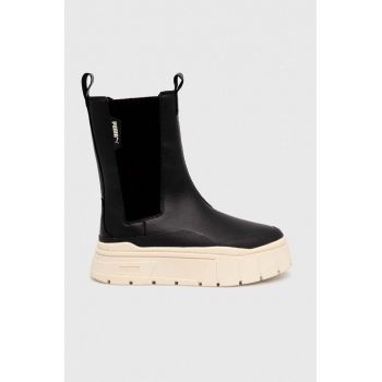 Puma botine Mayze Stack Chelsea Winter Wns femei, culoarea negru, cu platforma, izolare usoara