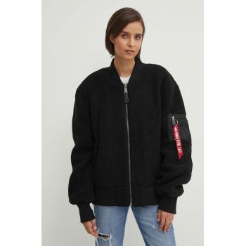 Alpha Industries geacă bomber Ma-1 Teddy femei, culoarea negru, de tranziție, oversize 108102.03-Black