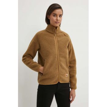 Fjallraven hanorac fleece Vardag Pile culoarea maro, uni