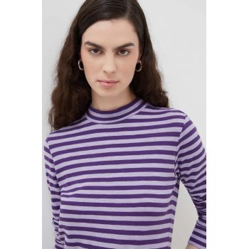 Marc O'Polo longsleeve din bumbac culoarea violet, cu turtleneck