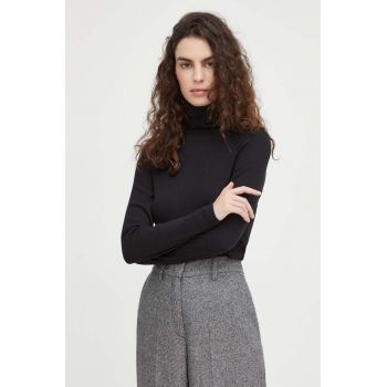 Marc O'Polo longsleeve femei, culoarea negru, cu guler