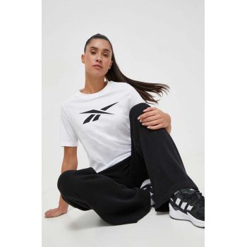 Reebok tricou din bumbac femei, culoarea alb