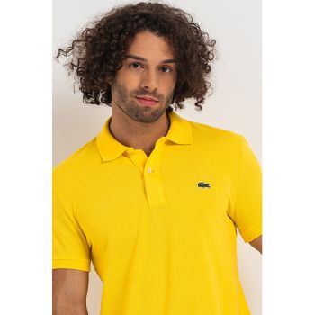 Tricou polo slim fit din material pique