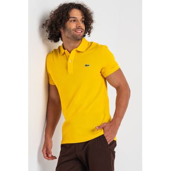 Tricou polo slim fit din material pique