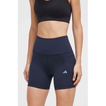 adidas Performance pantaloni scurți de alergare Adizero Lite culoarea albastru marin, cu imprimeu, high waist