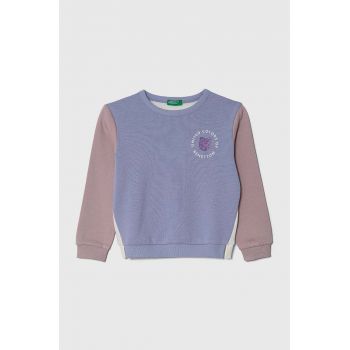 United Colors of Benetton bluza copii culoarea violet, modelator