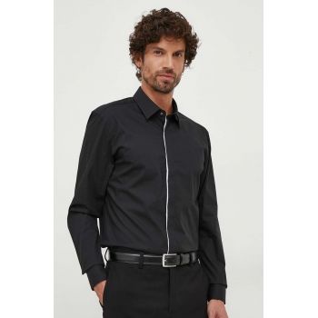 BOSS camasa barbati, culoarea negru, cu guler clasic, slim