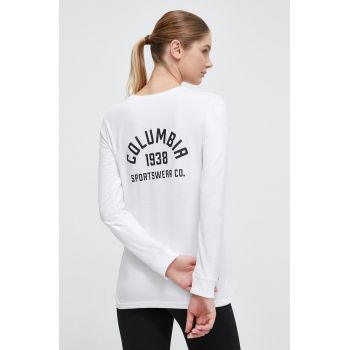 Columbia longsleeve din bumbac culoarea bej