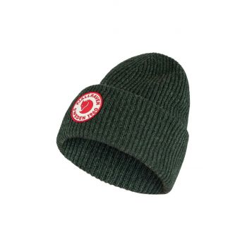 Fjallraven căciulă de lână 1967 Logo culoarea verde, de lână, din tricot gros F78142.662