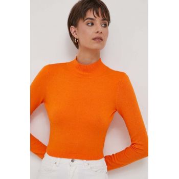 XT Studio pulover femei, culoarea portocaliu, light, cu turtleneck