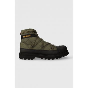 Caterpillar pantofi OMAHA ALT LACE x Nigel Cabourn femei, culoarea verde, cu toc plat, P111316