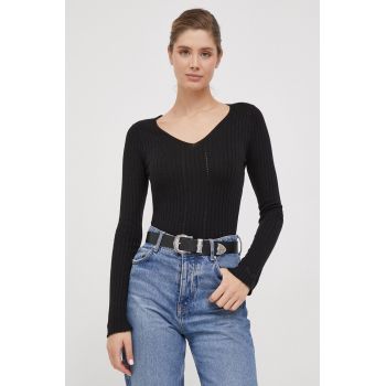 Pepe Jeans pulover din amestec de lana femei, culoarea negru, light